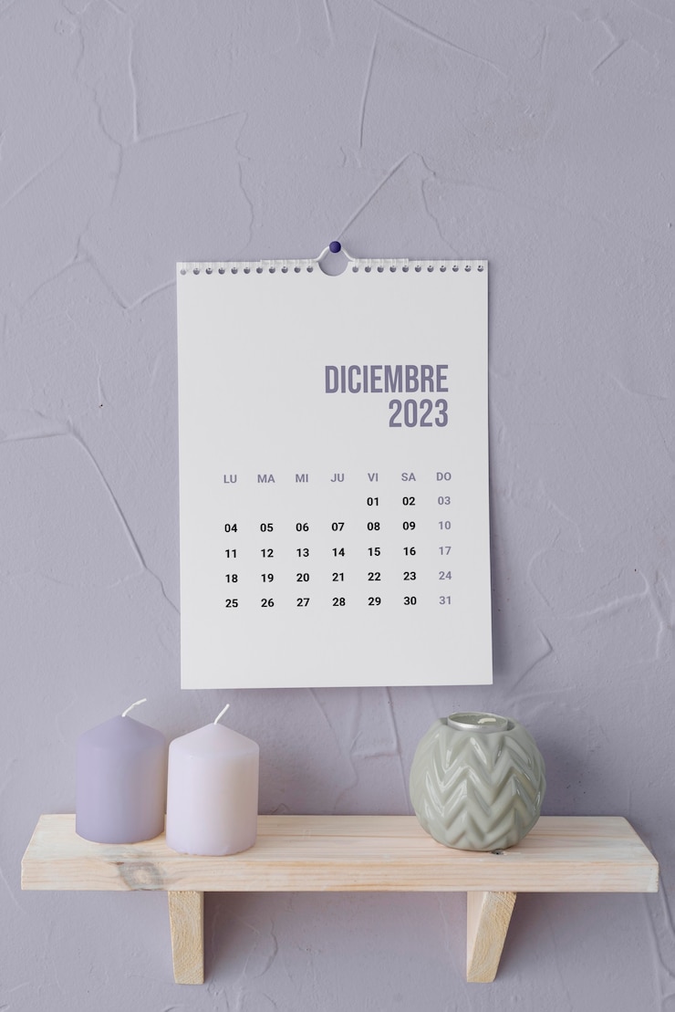 Photo gratuit calendrier mensuel 2023 nature morte