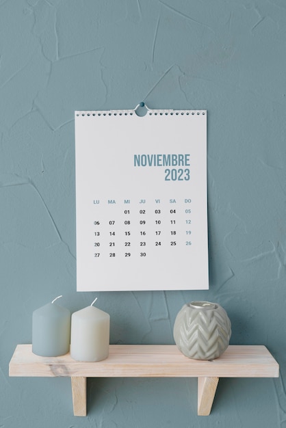 Photo gratuite calendrier mensuel 2023 nature morte