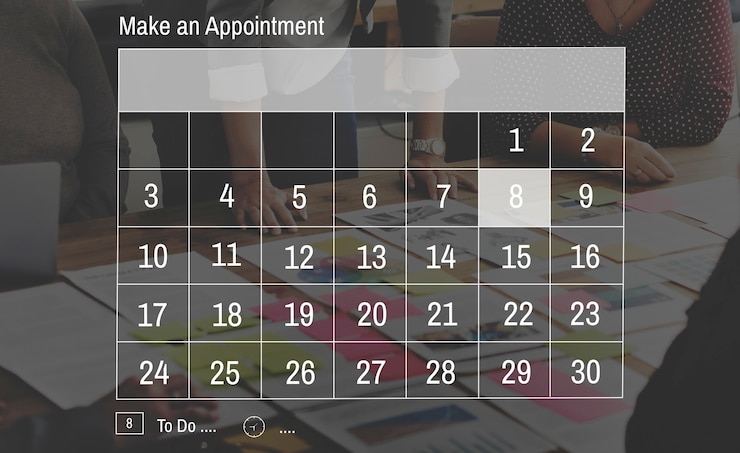Photo gratuit calendrier nomination business date semaine mois concept
