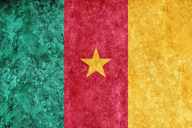 Cameroun drapeau métallique, drapeau texturé, drapeau grunge