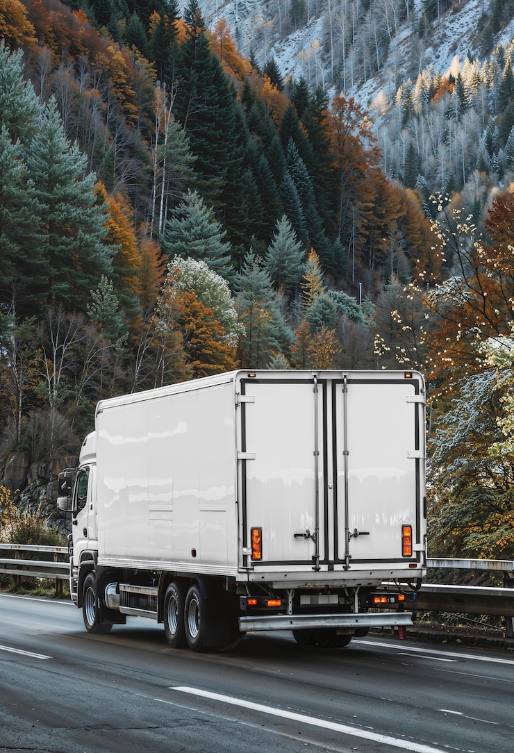 Photo gratuit un camion de cargaison vide sur la route