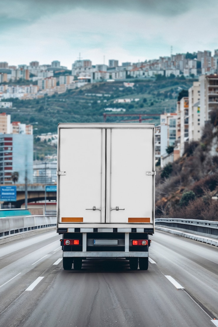 Photo gratuit un camion de cargaison vide sur la route
