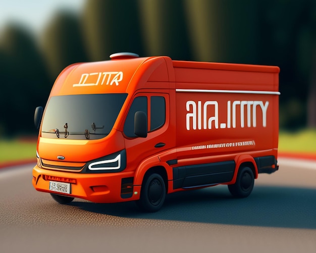 Photo gratuite une camionnette orange avec les lettres aira.