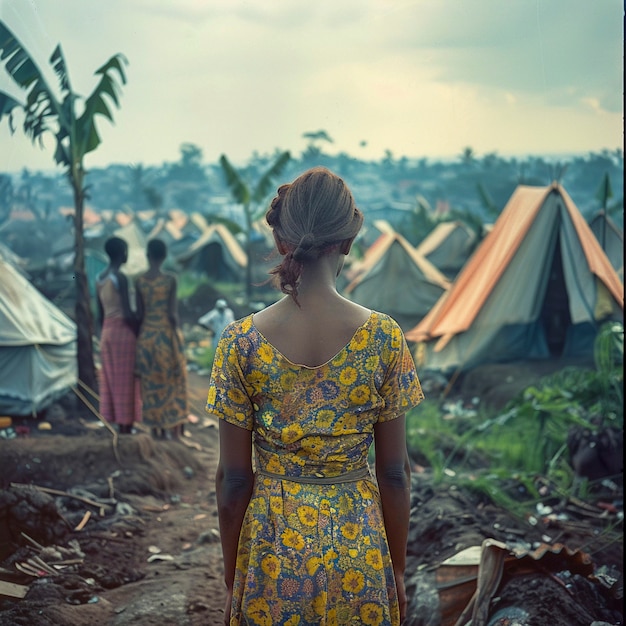 Camp de réfugiés photoréaliste