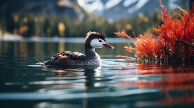 Photo gratuite canard vivant dans la nature