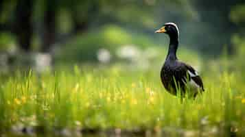 Photo gratuite canard vivant dans la nature