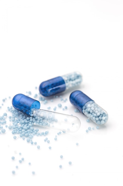 Photo gratuite capsules et pilules bleues