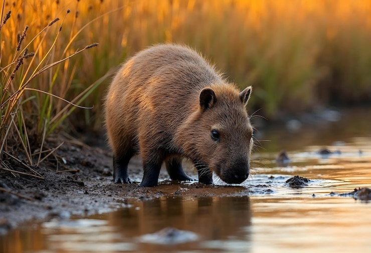 Photo gratuit les capybares adorables dans la nature