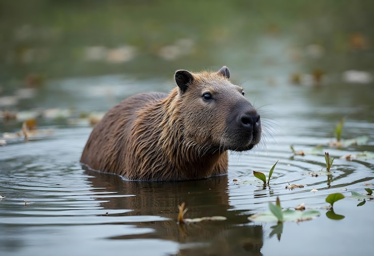 Photo gratuit les capybares adorables dans la nature