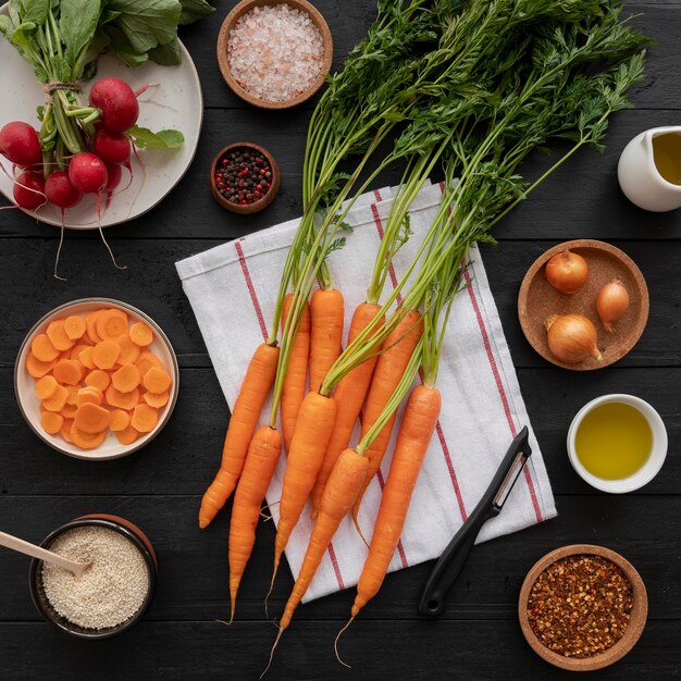 Photo gratuite carotte crue à la cuisine