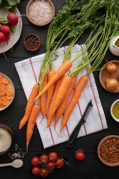 Photo gratuite carotte crue à la cuisine