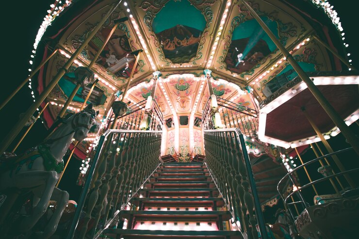 Photo gratuit carrousel la nuit