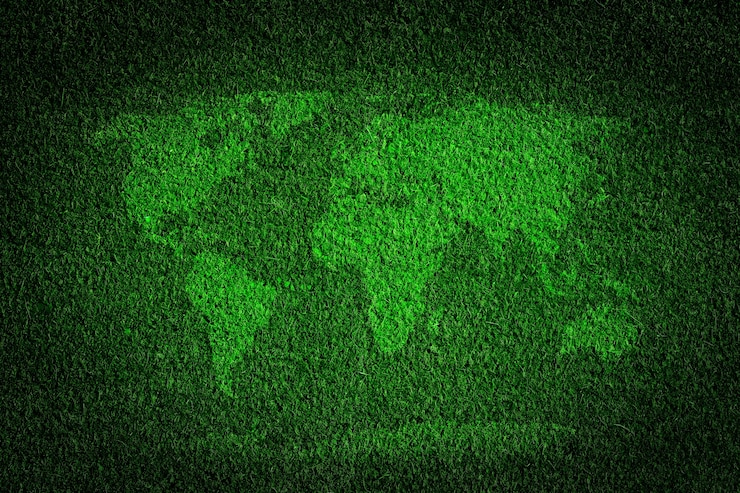 Photo gratuit carte du monde fait avec de l&#39;herbe
