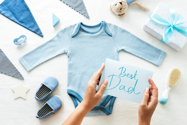 Carte de meilleur papa sur le thème de la douche de bébé