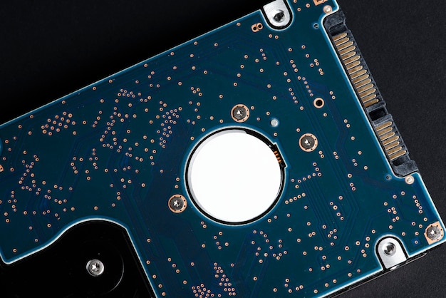 Photo gratuite carte mère cpu ordinateur bleu à plat