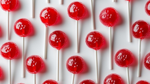 Photo gratuite carte postale de saint valentin avec sucettes rouges sur fond blanc