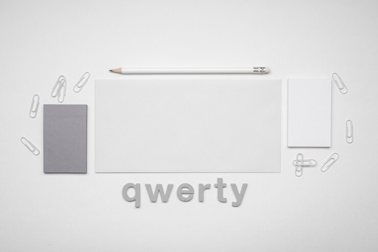 Photo gratuit carte de visite minimaliste et mot qwerty
