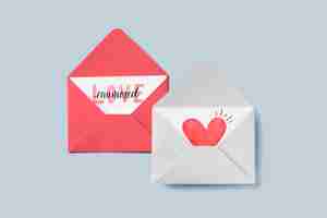 Photo gratuite cartes d'amour dans des enveloppes