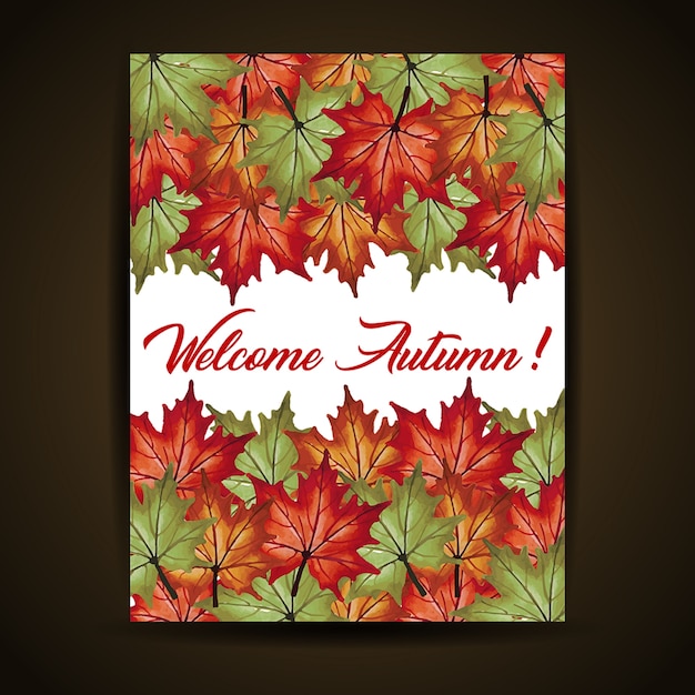 Cartes d'automne Automne avec des feuilles rouges, orange, jaunes et vertes