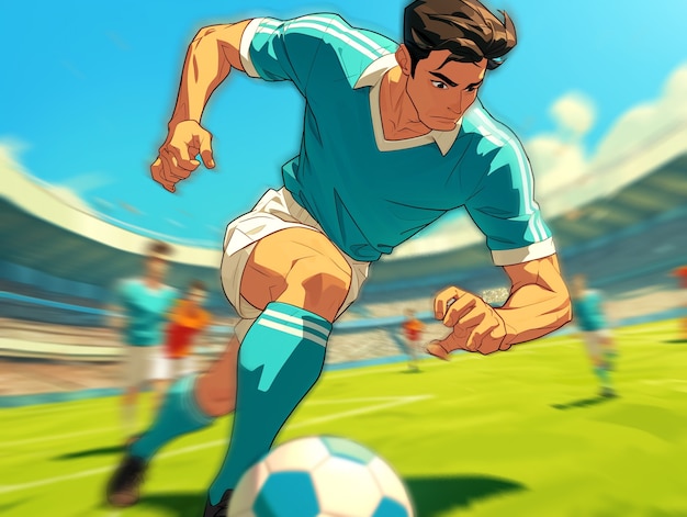 Photo gratuite cartoon d'un footballeur professionnel