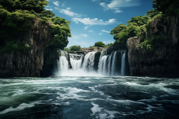 Cascade avec paysage naturel