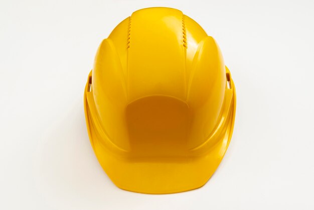 Casque de construction gros plan haute vue