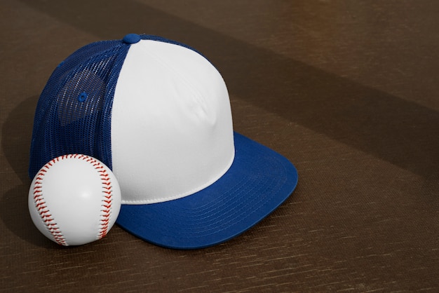 Photo gratuite casquette de camionneur avec baseball et espace de copie