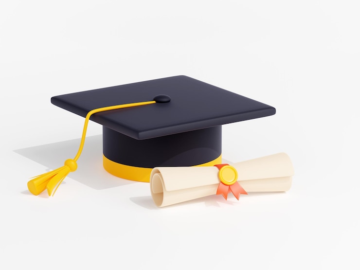 Photo gratuit casquette de graduation des étudiants et rouleau de diplôme