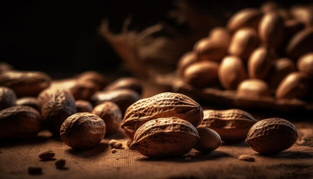 Casse-croûte de noix bio noix de pécan noisette amande généré par AI