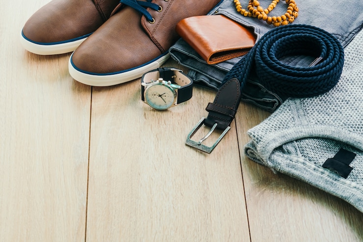 Photo gratuit ceinture vêtements élégance en bois mens