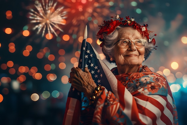 Photo gratuite célébration du jour de l'indépendance des états-unis avec drapeau