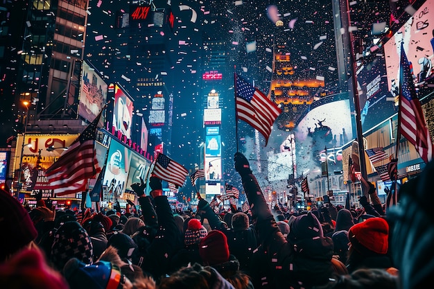 Célébration du jour de l'indépendance des États-Unis avec drapeau