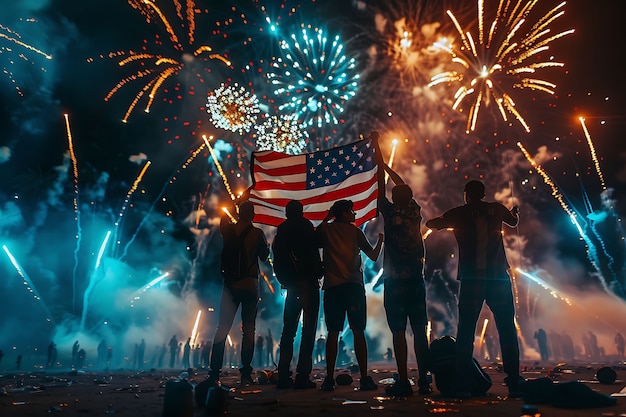 Célébration du jour de l'indépendance des États-Unis avec drapeau