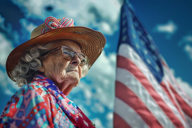 Célébration du jour de l'indépendance des États-Unis avec drapeau