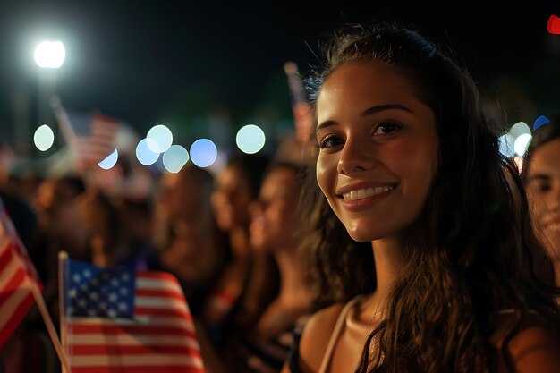 Célébration du jour de l'indépendance des États-Unis avec drapeau