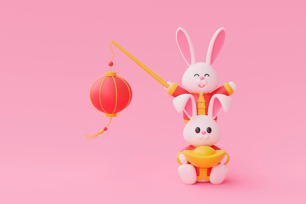 Photo gratuite célébration du nouvel an chinois avec lapin