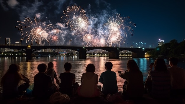 Célébration du nouvel an avec feu d'artifice