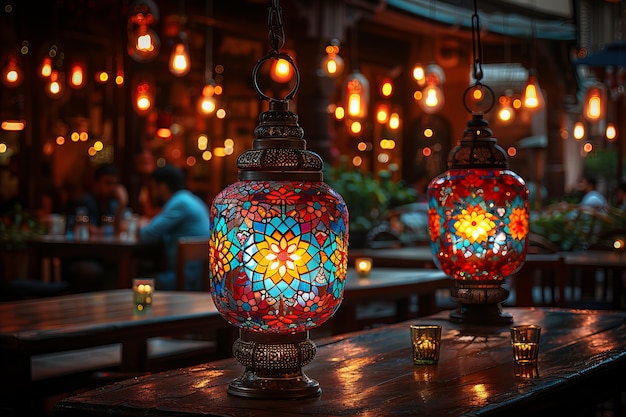 Photo gratuite célébration du ramadan avec des lampes