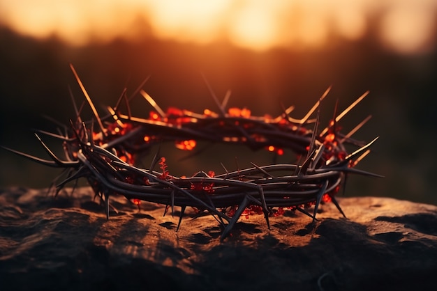 Célébration du Vendredi Saint avec une couronne d'épines