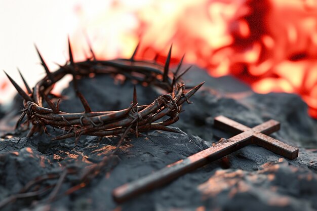 Célébration du Vendredi Saint avec une couronne d'épines