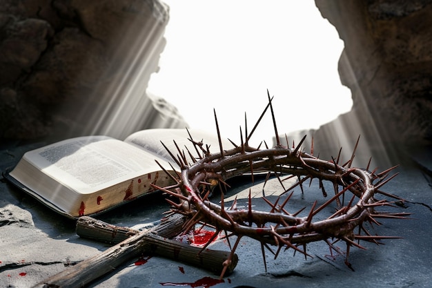 Photo gratuite célébration du vendredi saint avec une couronne d'épines