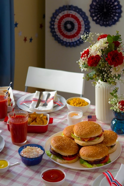 Célébration de la fête du travail aux États-Unis avec des hamburgers