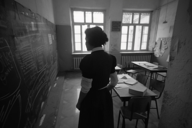 Photo gratuite célébration de la fête du travail avec une vue monochrome d'une femme enseignante