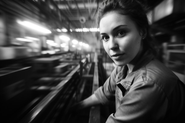 Photo gratuite célébration de la fête du travail avec une vue monochrome d'une femme travaillant à son travail