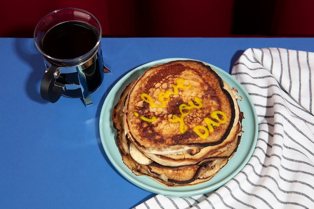 Photo gratuite célébration de la fête des pères avec des crêpes