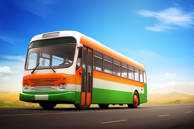 Photo gratuit célébration de la fête de la république de l'inde avec un bus 3d