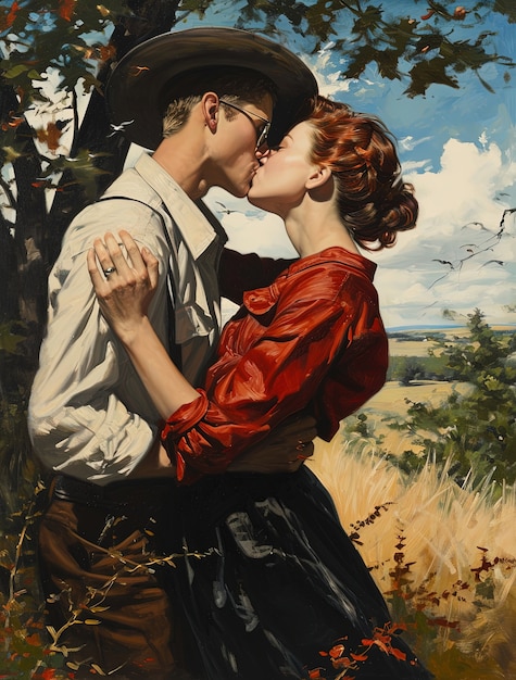 Célébration de la journée internationale du baiser avec un couple.