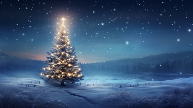 Célébration de Noël avec arbre décoré