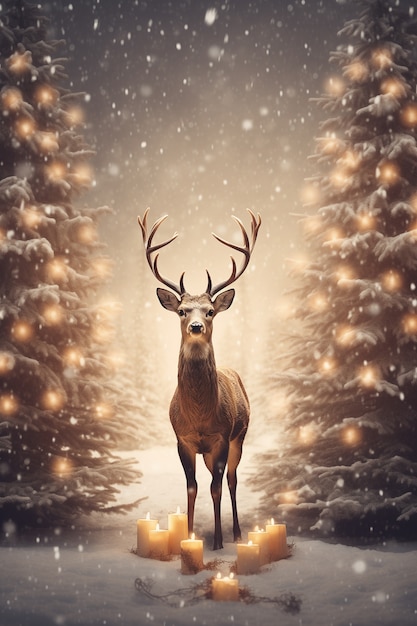 Photo gratuite célébration de noël avec des cerfs