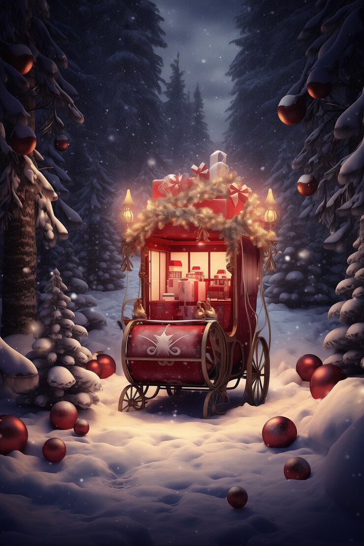 Photo gratuit célébration de noël avec chariot décoré
